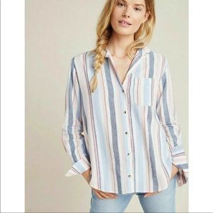 Maeve Button Down striped beach shirt